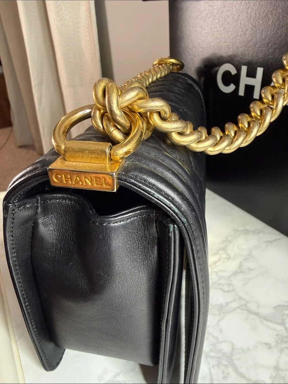 CHANEL Boy Bag Medium with Gold Hardware